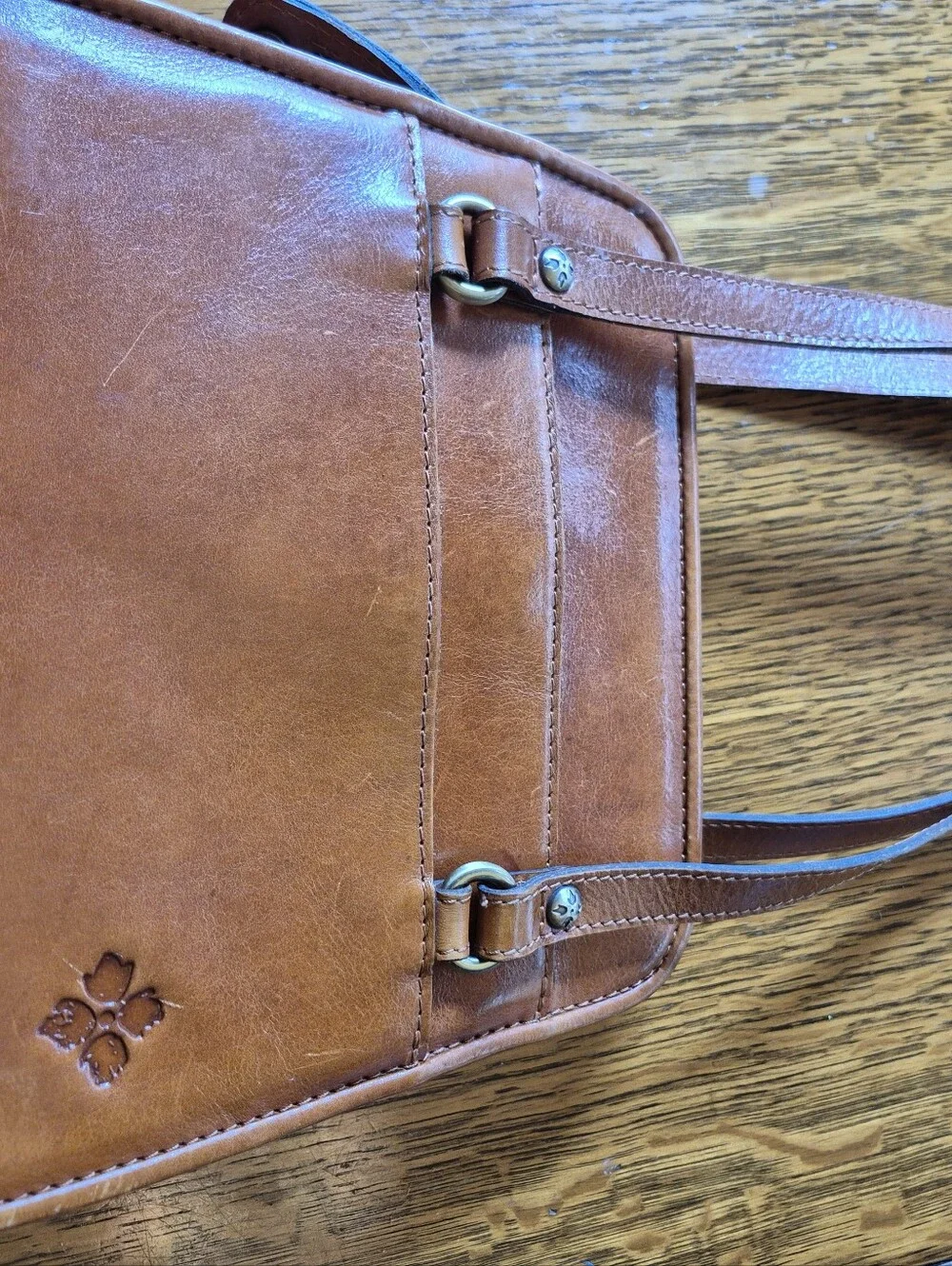 Patricia NASH Embossed, Tooled, Open Cut Work, Floral Leather Shoulder Bag